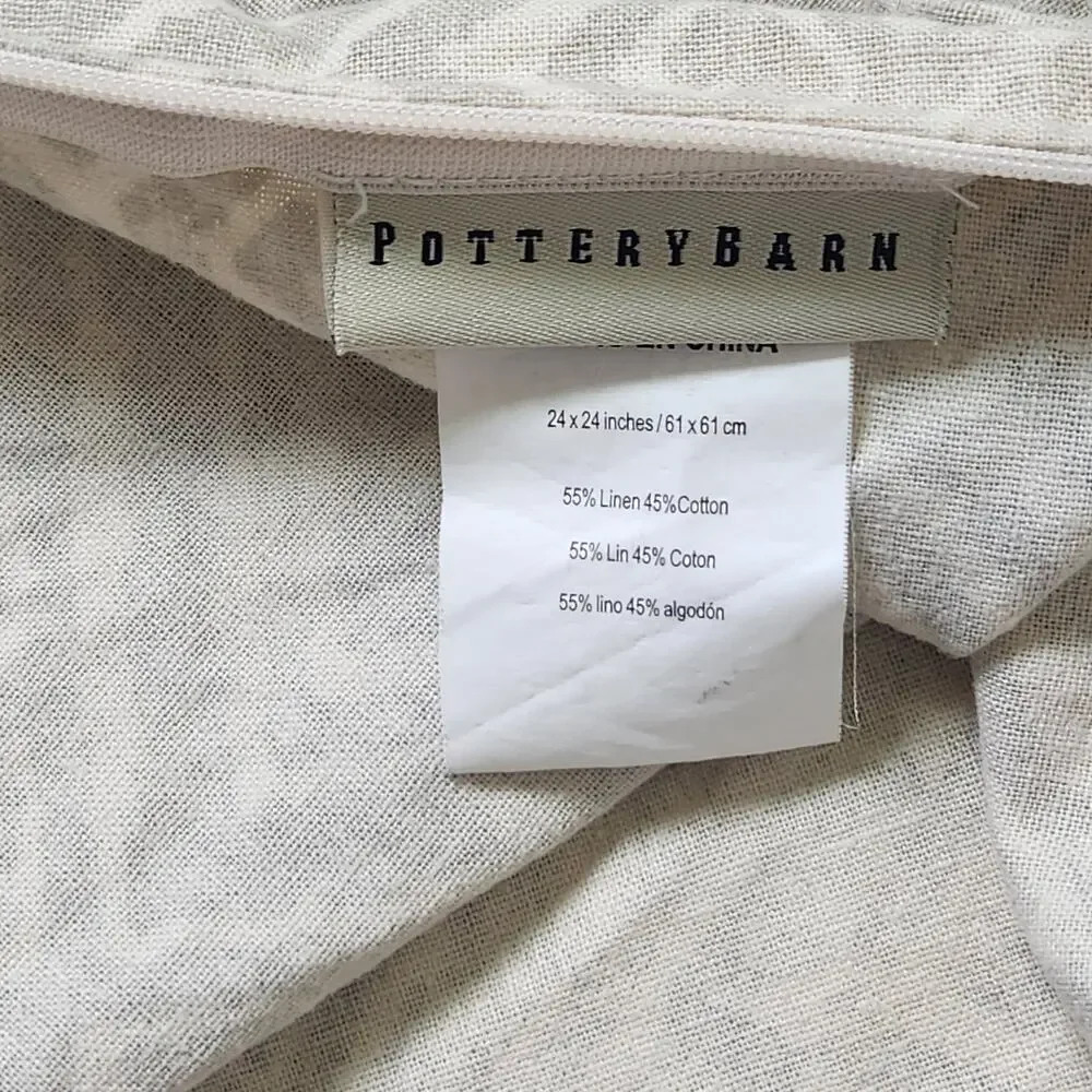 Pottery Barn Cotton Linen Euro Sham Size 24"x24" Ethnic Geometric Coastal - Picture 3 of 4